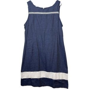 Liz Claiborne Navy Blue and White Midi Dress